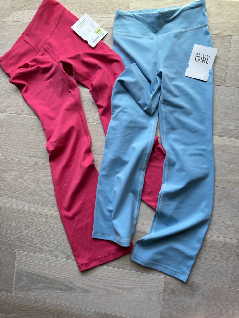 Athleta Kids Leggings in Pink and Light Blue - Girls Active Leggings